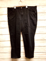 Womens Gloria Vanderbilt Amanda Pants Jeans Stretch Straight Leg Black 20W Short - $22.06