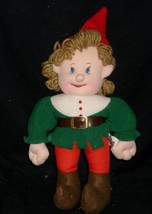 12&quot; Vintage Christmas Kids Of America Green Elf Doll Stuffed Animal Plush Toy - £29.70 GBP