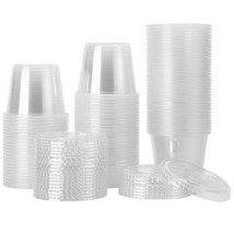 Portion Cups 2.5 Oz Plastic W/ Lid Sauce Jelly Shot Glasses 200 Cups 200... - £24.14 GBP