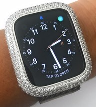 Bright Apple watch series 4 s4 Bezel Face Cover silver 40mm cubic diamond - £60.57 GBP
