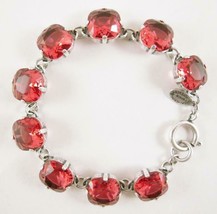 Catherine Popesco  Silver Large Peach Swarovski Crystals Bracelet - £62.67 GBP