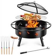 Wood Burning Fire Pits with Mesh Lid, Outdoor Fire Pits with Poker &amp; 5 R... - $4,994.24 MXN
