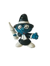 Smurfs Schleich Vtg toy figure Peyo Germany Bully 1968 Brainy hat needle... - £15.51 GBP