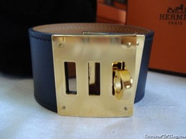 New in Box Hermes Black Noir Swift GHW Kelly Dog Bracelet S - $599.99