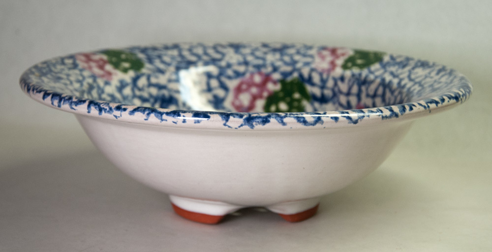 Christian Ridge Maine Art Pottery 9" Berry Bowl Strainer Sponge Painted Item image 2