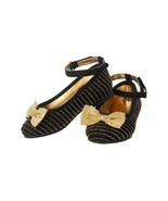 NWT Crazy 8 Toddler Girls Black Gold Stripe Mary Jane Flats Shoes Size 4 - £7.07 GBP