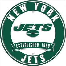 New York Jets NFL Licensed Embossed 12&quot; Diameter Circular Sign NEW! - $16.98