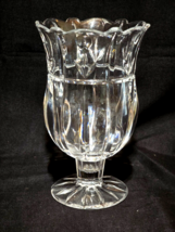 BLOCK Crystal 7&quot; Cut Hurricane Vase Candle Holder Trinket Bowl - NEAR MINT - $16.81