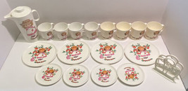 Vintage Chilton White Dishes Apple Girl Plates Cups Pitcher Plastic Toys 18 pc - £14.55 GBP