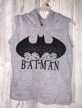Batman Logo Sleeveless Pullover Hoodie Grey T-shirt Childs size 5T - £3.91 GBP