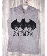 Batman Logo Sleeveless Pullover Hoodie Grey T-shirt Childs size 5T - £3.85 GBP