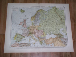 1910 Antique Political Map Of Europe Austria Hungary Empire Germany Poland Italy - £24.90 GBP
