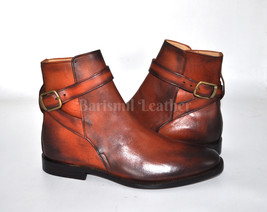 Handmade Leather brown patina ankle men boots Leather Dress Shoes for Men - £182.68 GBP+
