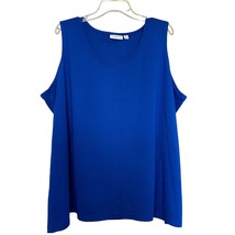Susan Graver Womens Blouse Blue 3X Knit Round Neck Sleeveless Pullover Top - $18.81