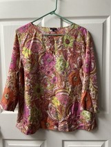 Talbots Petites  Silk 3/4 Sleeve Pullover Blouse Womens Size Large Pink - £19.32 GBP