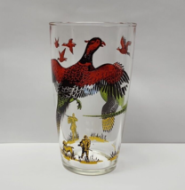 Vtg MCM Hazel Atlas Pheasant Dog Hunting Beer Glass Tumbler 6 5/8&quot; - £11.40 GBP
