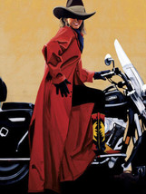 A Little Spin by David DeVary Sexy Western Cowgirl On Motorcycle - £75.17 GBP