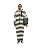 Stripe Black and Broken White Flannel Hooded Onesie Pajamas For Adults - $81.70 CAD+