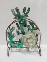 Coastal Beach Turtle Coral Metal Napkin Holder GORGEOUS!!  New - $32.66