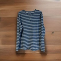 Lucky Brand True Indigo Good Fortune Henley Long Sleeve Shirt Stripes Si... - £11.26 GBP