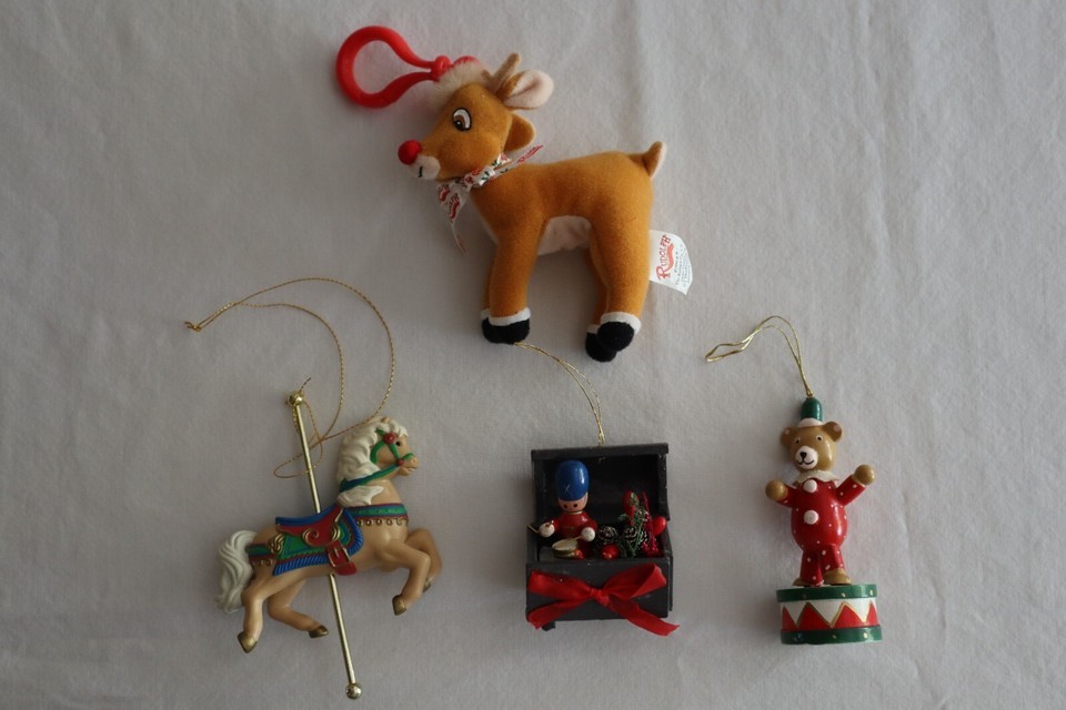 Avon Ornament Colorful Carousel Gallant Steed Rudolf Plush Keyclip Woode... - $12.30