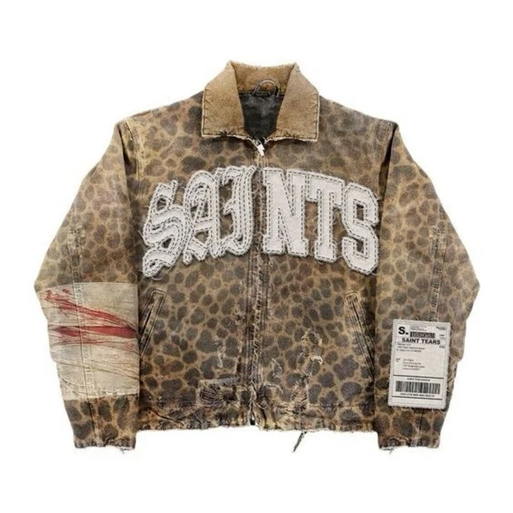 Vintage Camouflage Leopard Print Jackets Y2K Coat Men Women Harajuku - $1,616.63 MXN