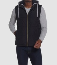 Weatherproof Vintage Men&#39;s Quilted Puffer Vest Sherpa Lined Hood Black-L... - £26.47 GBP