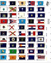 U S Stamps -  1976 USPS Full Sheet of 50 Bicentennial State Flags 13 Cent Stamp - $19.00