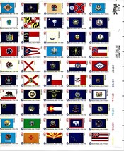 U S Stamps -  1976 USPS Full Sheet of 50 Bicentennial State Flags 13 Cen... - £15.01 GBP