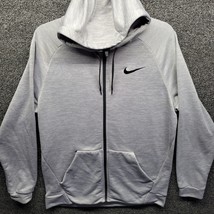 Nike Men&#39;s Dri-Fit Fleece Gray Full Zip Training Hoodie Size L - £24.21 GBP