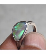 Australian Lightning Ridge Solid Black Opal Sterling Silver Ring - $214.99