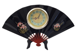 Oriental Style Fan Clock Quartz Time with Display Stand - £32.38 GBP