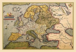 Map of Europe by Abraham Ortelius - Art Print - £17.32 GBP+