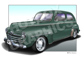 FORD TUDOR 1947 - PERSONALISED ILLUSTRATION OF YOUR CAR - $26.24