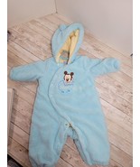 Disney Baby Mickey Mouse Fleece Winter One Pc Removable Hood Snap Close 22&quot; - $285.40 MXN