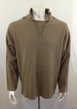 Roots Canada Men&#39;s Size XL Brown Long Sleeve Quarter Zip Cotton Pullover Shirt - £9.34 GBP