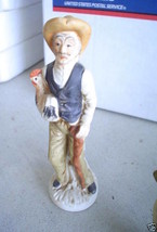 ODD Vintage Bisque Elderly Man with Chicken Figurine 6&quot; - £17.03 GBP