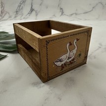 Vintage 90s Cottagecore Mini Crate Storage Box Wood Painted Goose Birds Country - £14.23 GBP