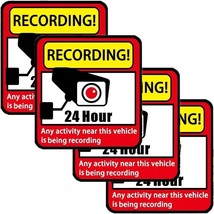 4 PCS Camera Recording Cars Stickers,4×4 Inch Self-Adhesive Vehicle Reflective S - £11.48 GBP