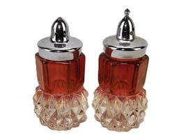 Kings Crown Red Ruby Diamond Point, Salt n Pepper Shakers, Vintage India... - $278.88 MXN