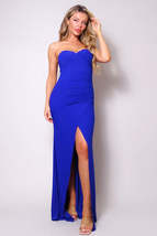 Royal Blue Strapless Sweetheart High Slit Bodycon Maxi Long Club Party D... - £22.82 GBP