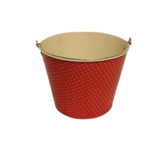 5qt Metal Beer Bucket 2 Sided Print Pink with White Poka Dotts - £18.80 GBP