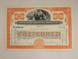 1936 Antique Northampton Brewery Corp Preferred Stock Cert Pa Ambrose Fry 100 Sh - £27.15 GBP