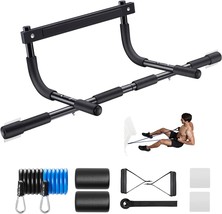 Pull Up Bar for Doorway Thickened Steel Max Limit 440 lbs Upper Body Fitness Wor - £45.80 GBP