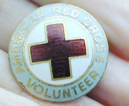 Vintage American Red Cross Volunteer Gold Filled Enamel Pin - $19.99