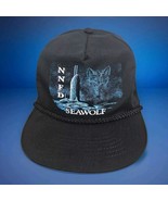 USS Seawolf Navy NNFD Hat Wolf Black KC Rope Cap Osfa Vtg - $17.77