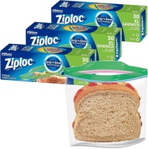 Ziploc XL Sandwich and Snack Bags, Storage Bags for On the Go Freshness, Grip &#39;n - £23.17 GBP