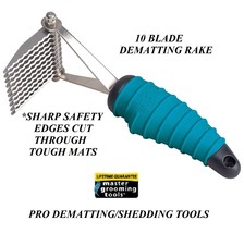 Pet Grooming Dematting Rake 10 Razor Sharp Safety Blades Mat Breaker Hair Tool - £13.66 GBP