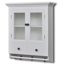 Wooden Kitchen Wall Cabinet with Glass Door White - £91.85 GBP