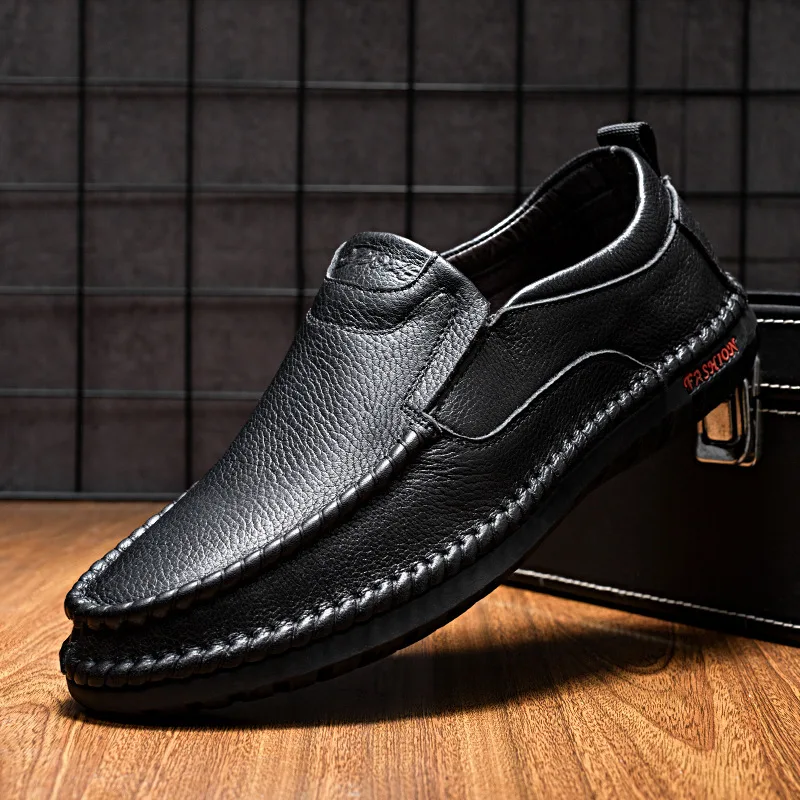 100% Genuine Leather Shoes Men Loafers Flat Cow Leather Man Driving Shoe... - $51.58